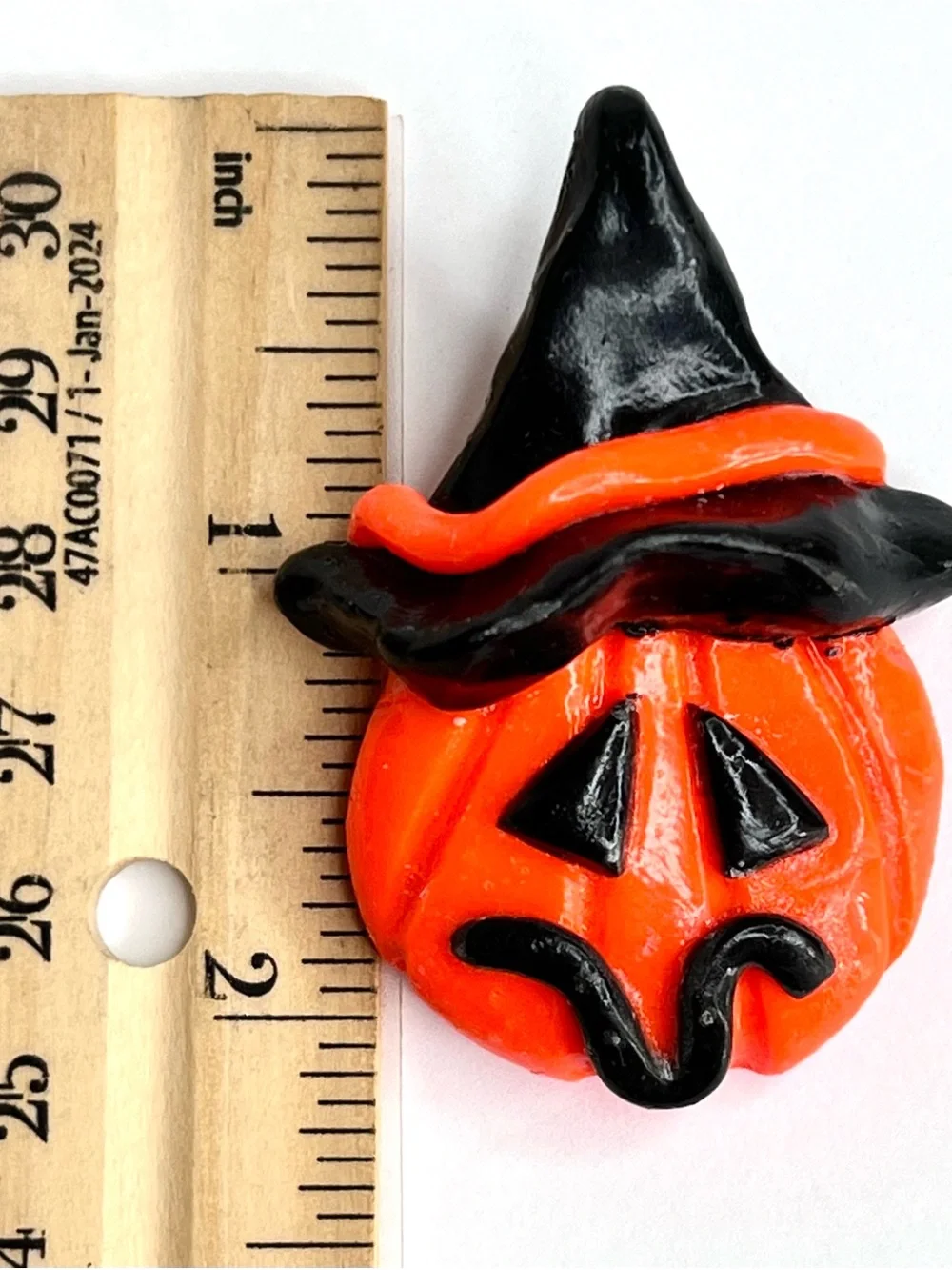Halloween Pumpkin Witch Hat Brooch Orange Black Jack O Lantern Pin